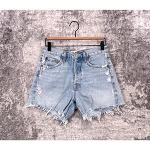 AGOLDE Shorts 25 Womens Parker Long Cut Off Denim Jean Button Fly